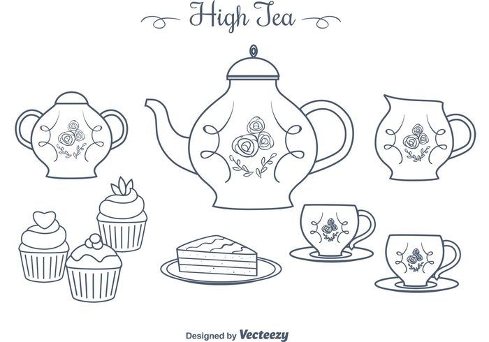 victorian thea party teapot tea kettles tea cups tea sweet sugar pot party muffin kettle hot high tea cups high tea hand drawn desserts cup breakfast 