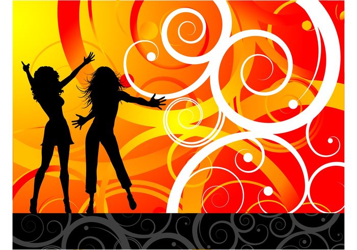 women silhouette party female dancing 