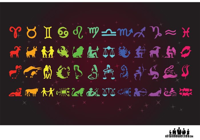 zodiac symbol style stars sign set mythology illustrator icons horoscope graphics future calendar birthday astrology 
