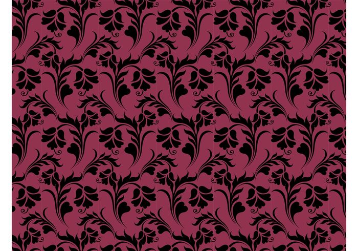 wallpaper vector pattern swirls swirling Stems Repetitive plants petals lines leaves flowers background 