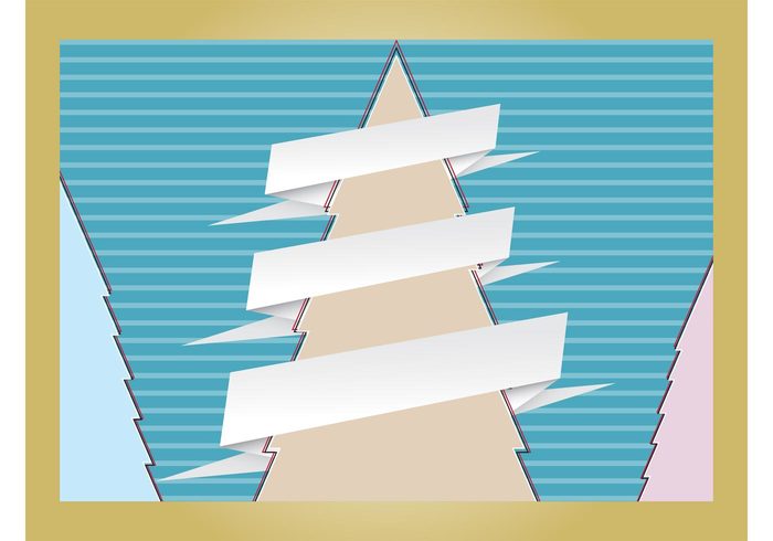 xmas winter stripes silhouettes ribbons pines lines holiday greeting card festive Den decorations christmas trees banners background  