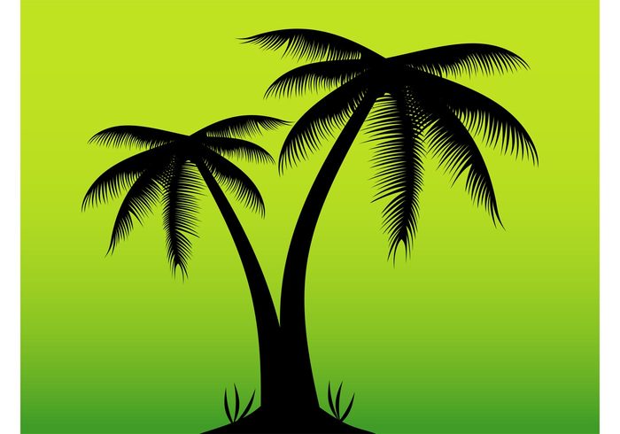 vacation trunks tropical tree stickers silhouettes Palm vectors palm trees leaves holiday hill ground grass decoration decals beach 