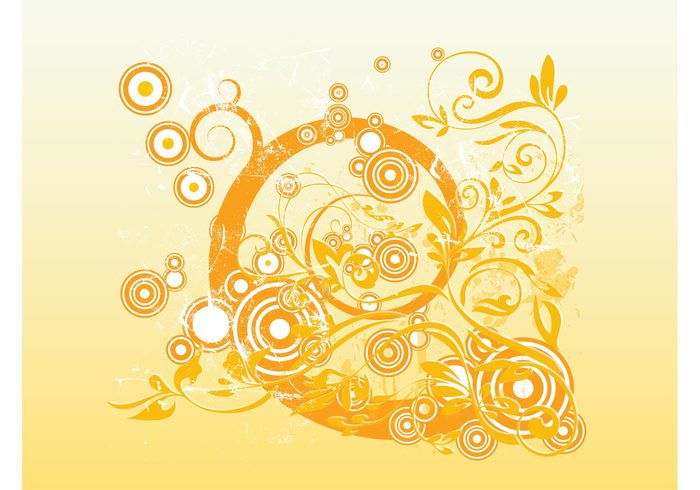 vector elements textures swirls scrolls rounds plants orange grunge floral dirty Design pack Design Elements circles 