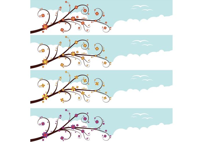 weather trees tree spring sky skies season outside nature growth grow flowers clouds cloud birds banner background 