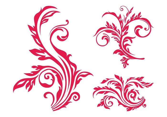 swirls Stems spring silhouettes scrolls plants nature leaves leaf flowers floral 