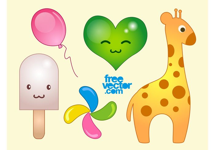 windmill toys play kids ice cream heart giraffe comic children childhood Cartoons balloon animal 
