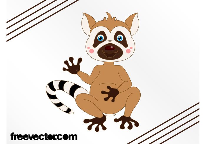 wildlife Smile Ring-tailed mascot Primate mascot madagascar lemur happy comic character cartoon animal 
