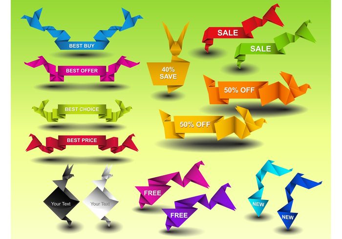 Tag line symbols shapes ribbon promotion marketing graphics element Design pack decoration colorful clip art 