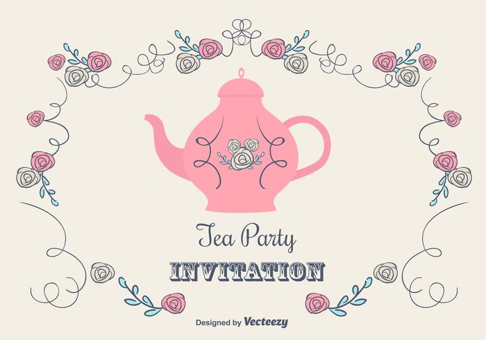 vintage victorian teapot tea party invitation tea party tea kettles tea sweet sugar pot party kettle invitation high tea hand drawn flowers decorated breakfast 