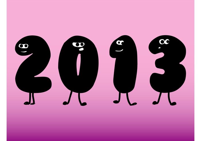 year time symbols Surprising Resolutions numbers new year happy faces expressions digits characters cartoon calendar agenda 2013  