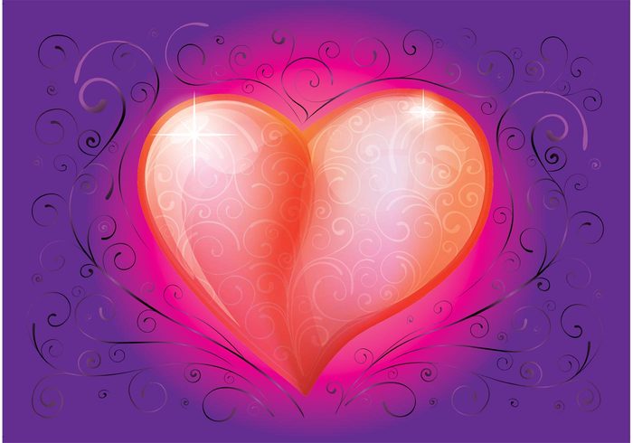 valentine Tenderness swirls scroll romance love heart flowers floral feelings express Design Elements birthday anniversary 