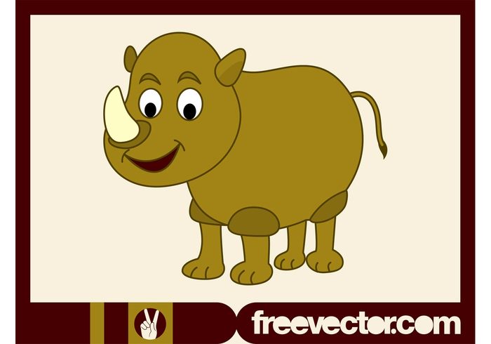 wildlife Smile Rhinoceros rhino mascot happy fauna cute comic character cartoon animal 