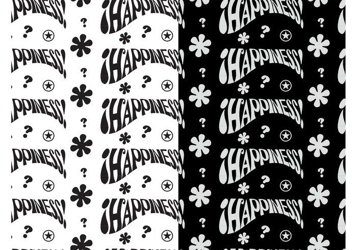 wallpapers symbols stars sixties seventies seamless patterns question marks hippie happy flowers flower power floral decorations 