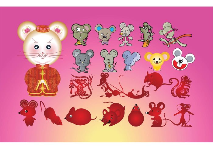 sweet sketch poses mouse Mice game fun fantasy cute comics collection clip art character cartoon book animation 