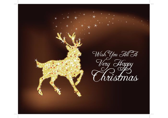 xmas wishes winter starry star sky shades reindeer outdoors nature mesh January greeting deer December cold christmas card calendar 