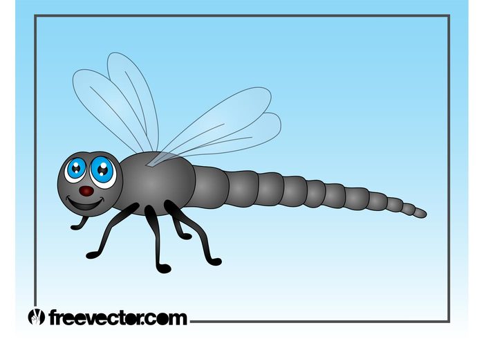 wings Smile mascot insect happy fly fauna dragonfly comic character cartoon animal 