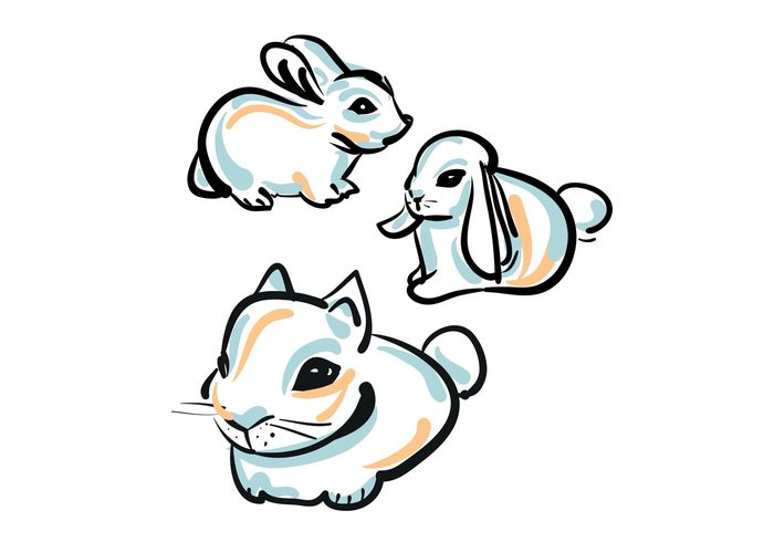 wild spring rabbit pet nature hand drawn easter cute animal cute cartoon bunny Bunnies baby rabbit baby bunny animal 