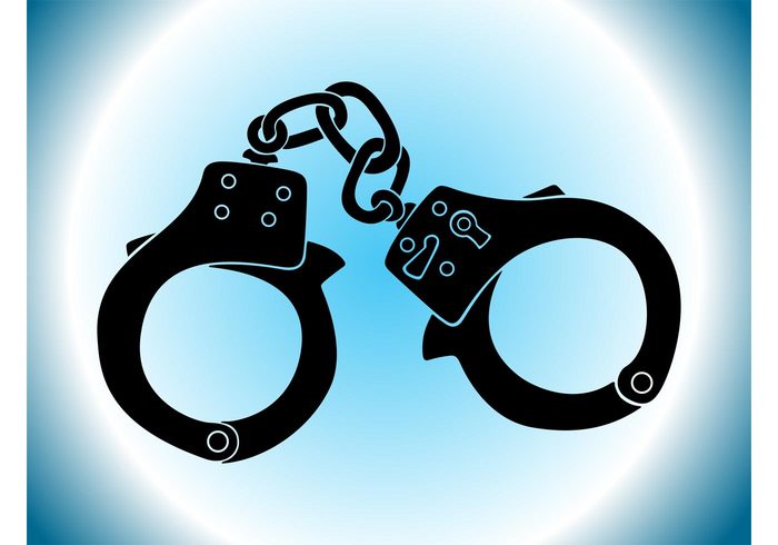strands silhouette shapes Restrain Policeman police plates lock links Criminal crime chain 