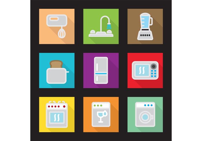 washing machine wash Toaster stove Refrigerator modern kitchen mixer Microwave oven microwave kitchen stove kitchen icon kitchen icons icon freezer flat style flat design flat colorful color clean Blender 