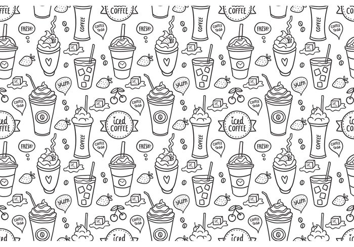 wallpaper to go cup seamless pattern iced coffee wallpaper iced coffee pattern iced coffee background iced coffee Iced food drink cold coffee pattern coffee cappuccino cafe pattern cafe beverage 