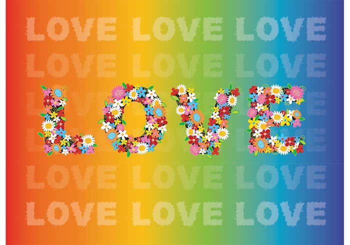 write typography sweet summer spring sixties rainbow nature message lovely love letter joy font flower power flower cute color alphabet 