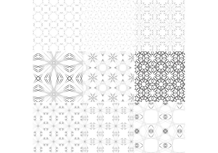 white victorian starburst star shapes Repetition outline line geometric flowers Detail black backdrop astral abstract 