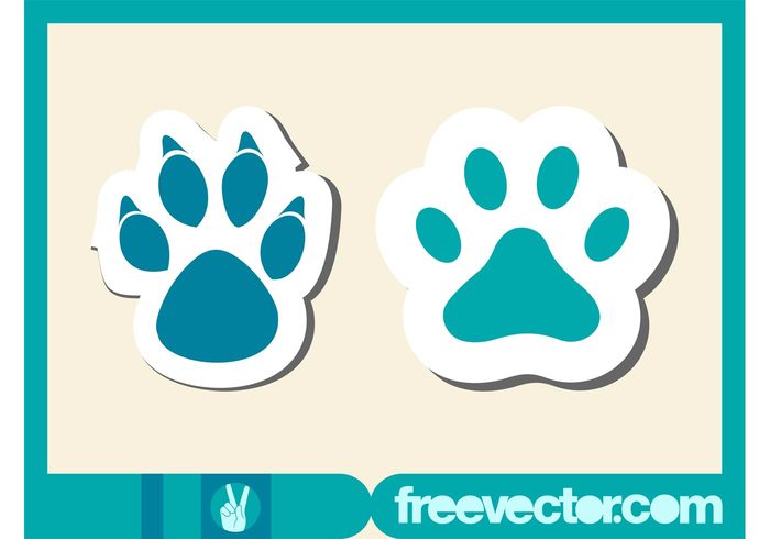 Veterinarian stickers prints pet paws icons dog claws cat cartoon animals 