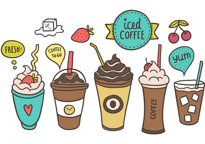 strawberry Shake latte iced coffees iced coffee Iced ice cream ice hand drawn glass food drink dessert cup cream cold coffee cofees cofee cherry cappuccino cafe beverage 