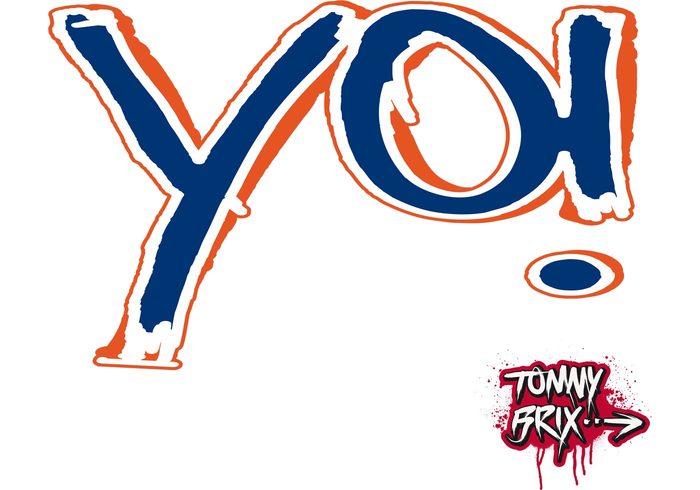 YO! white Tommy Brix Tagged tag pixel orange graffiti blue 