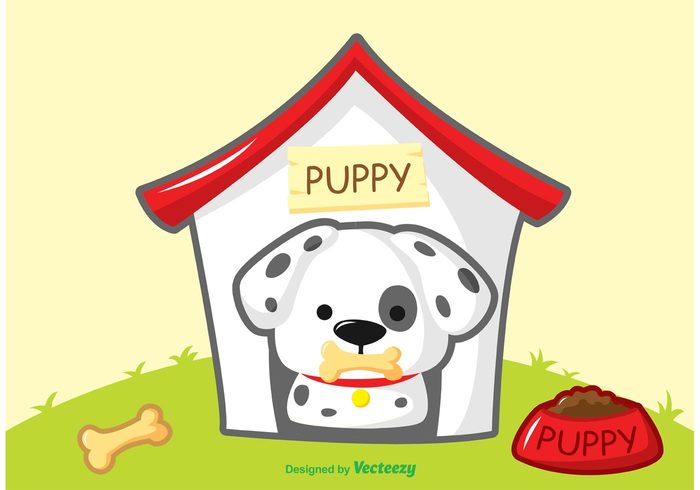 Puppy dog puppy pet doghouse Doggy dog house dog dalmation puppy dalmation dog dalmatian cute cartoon Bone animal 