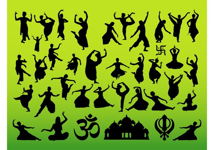 yoga traditional Tradition symbols Swastika silhouettes positions poses music india decals dancers building Bodies 