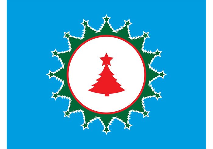 Winter holidays sticker stars silhouettes plants logo icon holiday festive Evergreen trees decorative celebration badge 