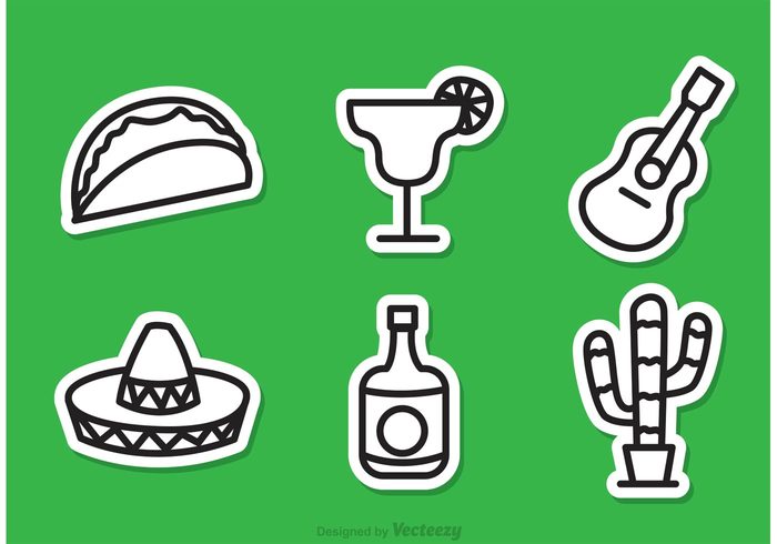 tequila tacos taco icon taco street tacos street taco outline music mexico mexican taco mexican food mexican hot hat guitar food eat drink cactus 