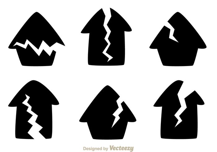 silhouette natural house home Fall Earthquakes Earthquake icon earthquake Disaster destroy damage collapse building 