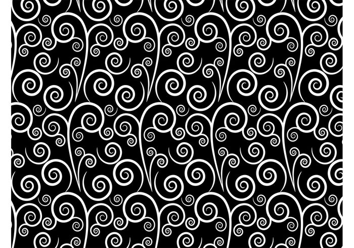 wallpaper Textile swirl spiral seamless retro repeating pattern motif free backgrounds curl Composition black and white  