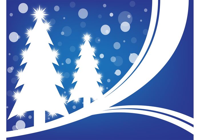 tree star snow flakes snow invitation greeting card decoration December curves cold christmas tree christmas blue 