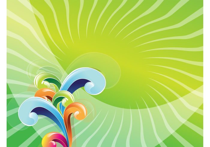 wallpaper template swirls spiral shapes reflection layout green graphics gradient fade design colorful bubbles 