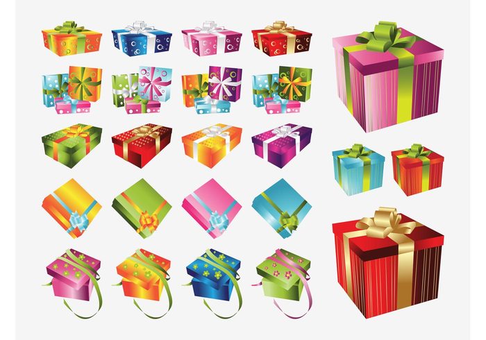ribbons presents lids holiday gifts festive christmas celebration boxes bows 