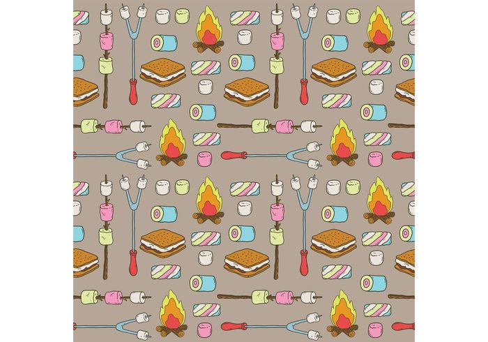 yummy wallpaper Tasty sweet summer camp summer seamless pattern nature marshmallow marhmallows kids food fire camping camp background 