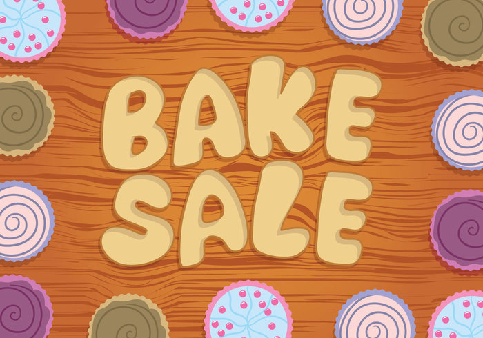 yummy wood table selling sale love graphic food font element design delicious cupcake colorful cake bread baking bake sale background bake sale bake 