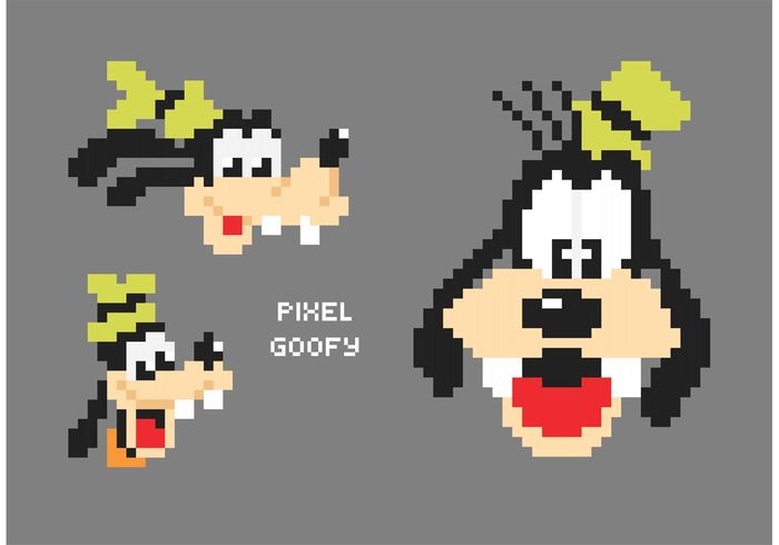 Walt disney vector portrait Pluto Pixel art pixel pet humor goofy dog goofy disney funny dog disney character cheerful character cartoon animal 8 bit 