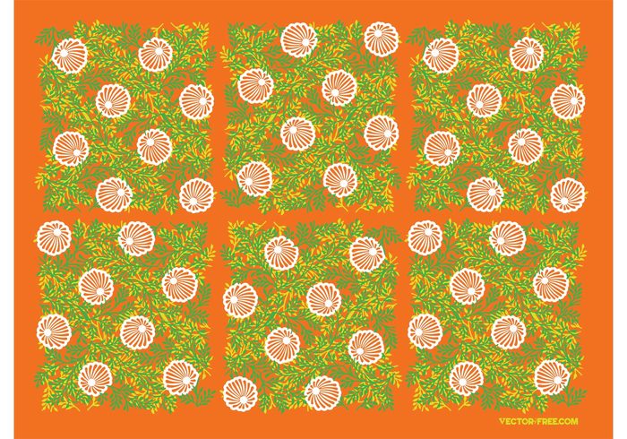 wallpaper Textile summer stylized Stems spring seeds prints petals pattern orange invitation green garden fresh flowers card 