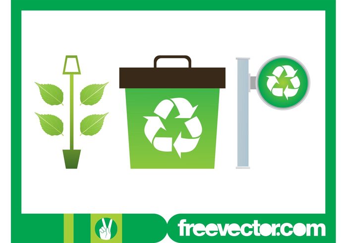 Sustainability sign recycling recycle symbol potted plant pot pole leaves leaf ecology eco 