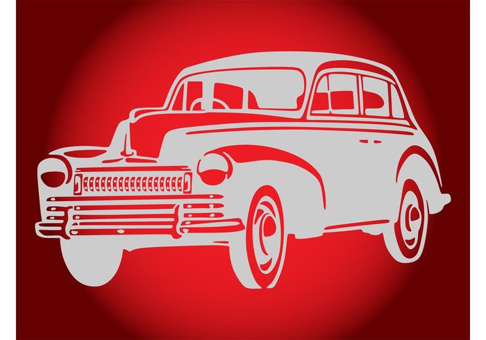 vehicle transport silhouette road retro old ford driving drive decal car vector automobile auto 
