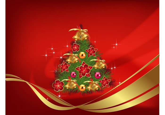 xmas tree xmas winter wave tree ribbons holiday christmas bells ball 