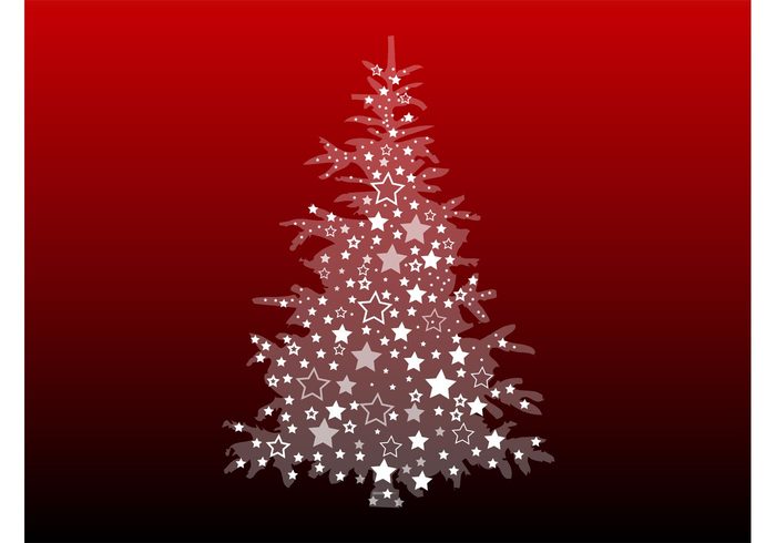 winter tree stars silhouettes holiday festive evergreen decorative decorations christmas celebration 