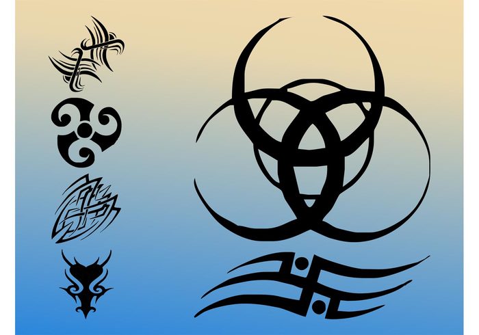 triskelion Triskele tribal tattoos swirls stickers silhouettes love lines heart decorative decorations decals curves body art Biohazard 