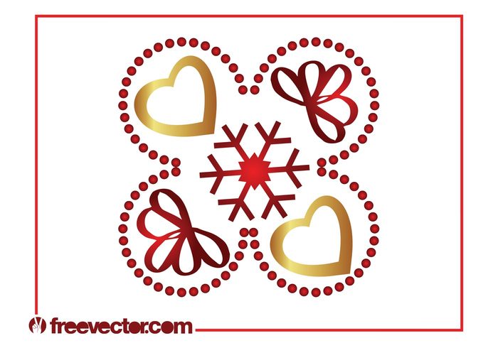 winter snowflake snow ribbons holiday hearts festive dots christmas celebration celebrate 