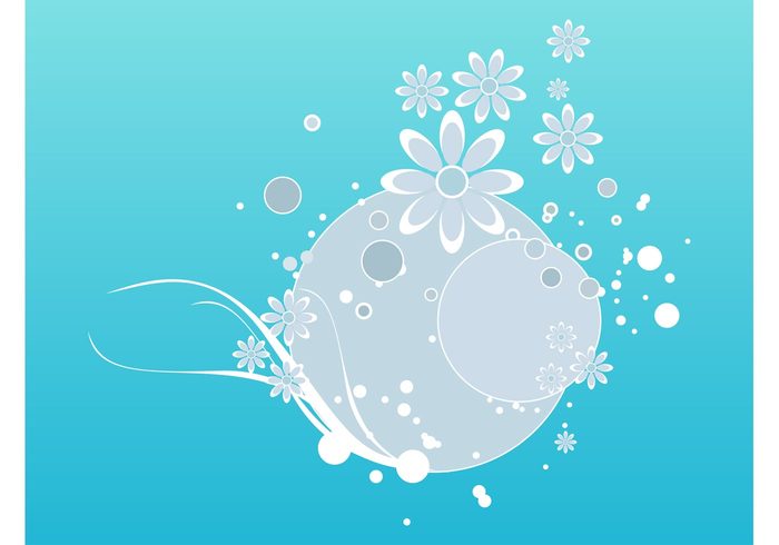water Stroked spheres sea river ocean nature layout lake flowers floral Composition circles abstract 