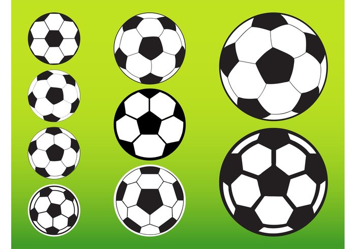 stylized Sports gear sport soccer Match icons game Footballs football balls ball 